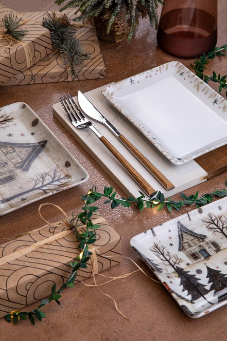 Hermia TAN18X13DUS3885684 Juego de Platos de Navidad de Porcelana, 18 x 13 cm